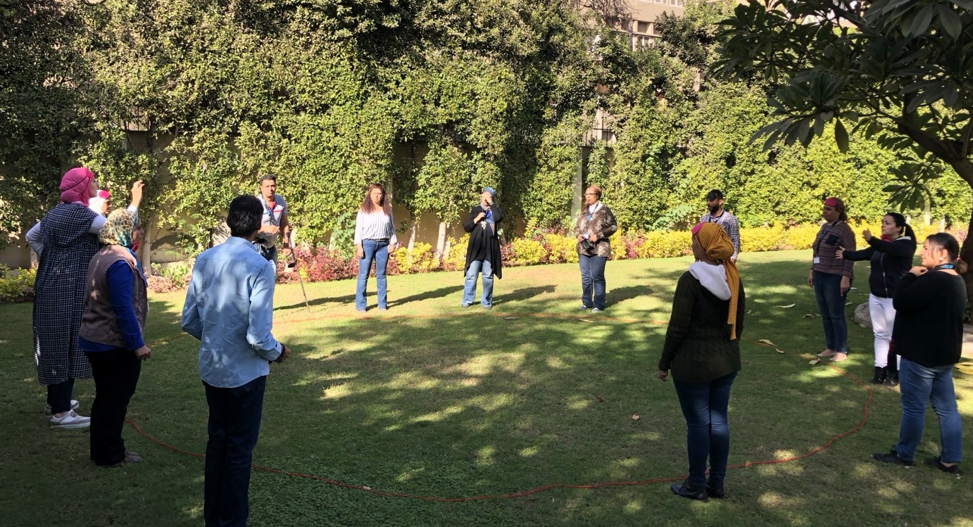 Participants taking part in an outdoor learning activity during an international programme